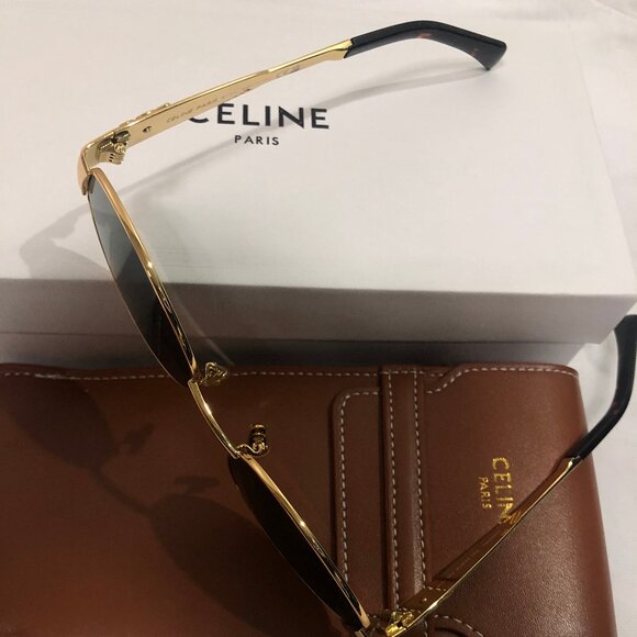 Celine Triomphe Gold Metal Oval Sunglasses - Picture 5 of 7